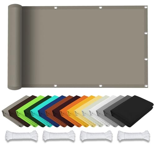 Tenda da Sole per Esterno a Caduta 55 x 350 cm Anti UV 98% Parasole Vela Tela Ombreggiante con Corde e Occhiello Balcone, La Terrazza e Il Giardino, Tortora