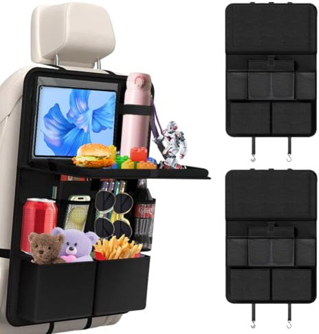 Rückenlehnenschutz Organizer, 2 Stück Auto Organizer, Oxford Autos Rückenlehnenschutz, Autositz Organizer Kinder mit Klapptisch, 8 Taschen, Organizers Auto Rücksitz kinder, für Autositz, Wasserdicht