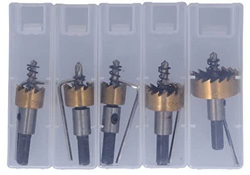High Speed Steel Hole Opener HSS Hole Saw Set High Strength Metal Cutting Kit for Handheld Electric Drills and Magnetic Drilling Machines 5 Piece Set