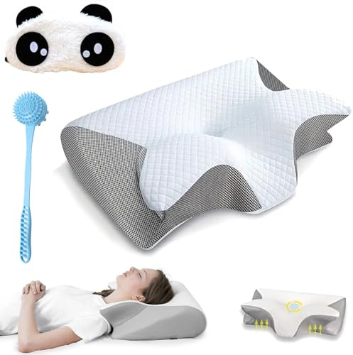 Dreamsleepz Kissen, Der Schlafexperte Kissen, Ergonomisches Kopfkissen, Nackenkissen Kopfkissen, Nacken Therapiekissen, Memory Foam Kis-sen, Für Seitenschläfer, RüCken- und Bauchschläfer (Grau)