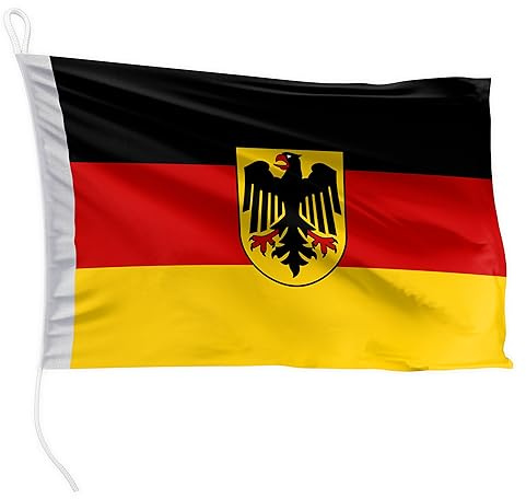 FLAGLY Premium Bootsfahne Deutschland mit Adler 60 x 40 cm - 115g/m² Stoffgewicht - gedruckt, robust mit Strick & Schlaufe, Bootszubehör Motorboot (60 x 40 cm - Deutschland mit Adler)