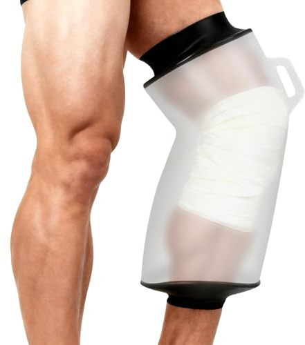 Apasiri Ginocchiera per doccia e bagno, 100% impermeabile e riutilizzabile, protezione da doccia per gambe, delicata sulla pelle, facile da indossare, protezione per gesso, ferite e medicazioni