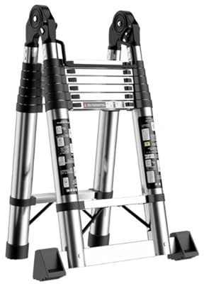 dachbodentreppe Mehrzweck-Teleskopleiter aus Edelstahl, ausziehbar, for Dachbodenauszüge, geeignet for Haus und Garten Leiter(1.7+1.7=3.4m)
