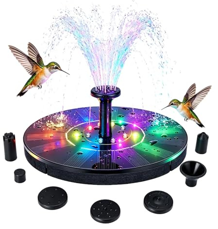Mateju Solar Springbrunnen Pumpe, Schwimmende Solar Wasserbrunnen für Vogelbad, Teich, Garten, Terrasse, Außenbereich (Farbe,16cm)