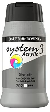 Daler-Rowney System3 Acrylic Paint, Plastic Pot, 16.91oz - 500 ml, Silver Imitation