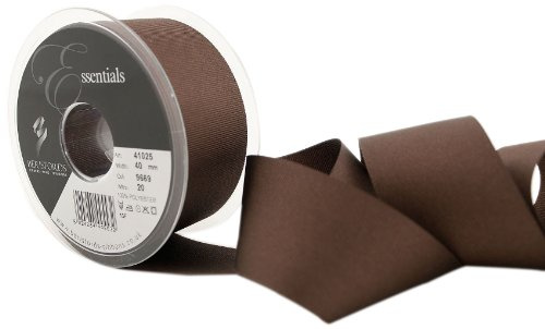 Berisfords 41025 20 m x 40 mm Polyester Grosgrain Ribbon, Chocolate
