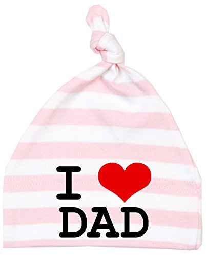 Racker-n-Roll I Love DAD Einzelknoten Mütze gestreift rosa-weiß