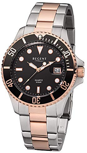 Regent Herren-Armbanduhr Analog Quarz Edelstahl beschichtet 11160246