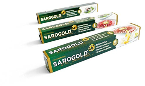 SAROGOLD | Aromaschutzfolie | Frischhaltefolie | Top V-Messer Abreiss-System | 30cm x 20 Meter Rolle