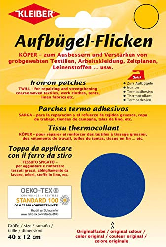 Kleiber 40 x 12 cm Großer Ausbesserungsflicken aus Baumwolle, blau