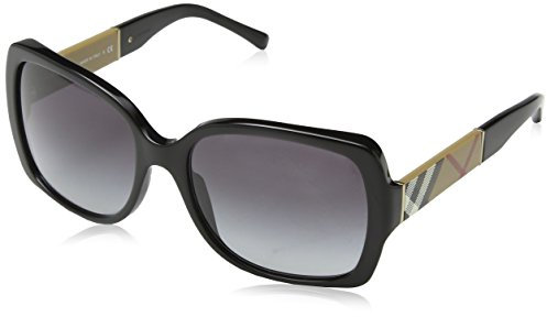 Burberry Unisex BE4160 Sonnenbrille, Schwarz (Gestell: schwarz, Gläser: grau-verlauf 34338G), Large (Herstellergröße: 58)