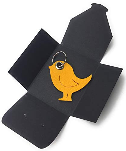 Schlüsselanhänger aus Filz - Vogel - gelb/safrangelb - als besonderes Geschenk