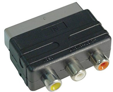 Electrovision Scart Adaptor with 3 Phono Sockets - Black