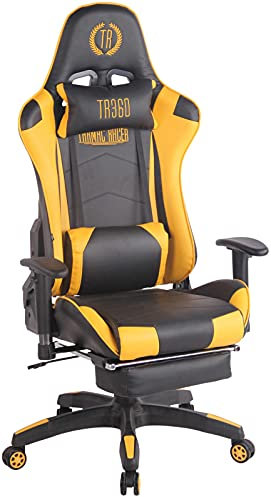 CLP Sedia Gaming Turbo in Similpelle Stoffa O Similpelle Effetto Metallico I Poltrona Racing, Colore:Nero/Giallo, Materiale:Ecopelle