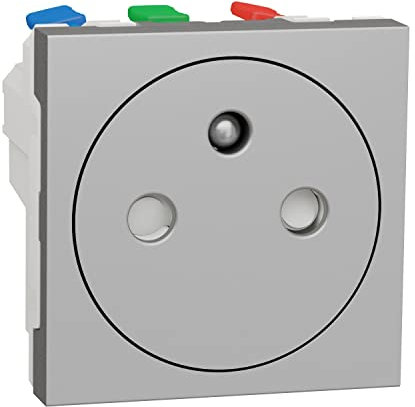 Schneider Electric - Unica - prise 2P+T - FR - 90° - affleurant - raccord rapide - Alu - méca seul - NU305230