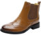 rismart Donna Brogue Wingtip Caviglia Alto Scivolare su Comfort Genuino Pelle Chelsea Stivali SN02052(Marrone,38.5 EU)