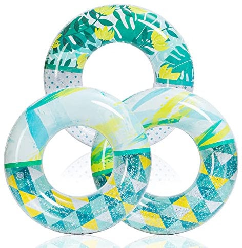 JOYIN 32.5/82,5cm Flotador Inflable para Piscina con Purpurina (3 Piezas), Tubo Flotador para Piscina, niños, Adultos, Playa, artículos para Fiestas al Aire Libre