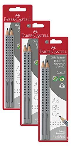 Faber-Castell 111997-2 Jumbo GRIP Bleistifte, Härtegrad: B, Schaftfarbe: silber (3 Packungen)
