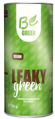 BeGreen Leaky Green, cura vegana para rehabilitación intestinal con L-glutamina, shiitake, cordyceps, pleurotus, hericium, vitamina D3, K2, zinc y quercetina, 750 g de polvo, limpieza intestinal y