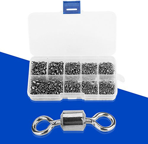 210Pcs SZ 8 Meer Karpfen Angeln Tackle Angeln Kugellager Wirbel, Angeln Wirbel Stecker Runde Auge Rolling Wirbel, Kleine Größe Flexible Edelstahl Rolling Ring Swivel für Meer Angeln Tackle