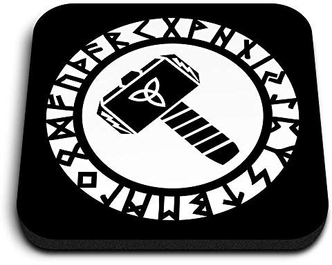 1 x Square MDF Fridge Magnet - Thors Hammer Runes Triquetra 10403