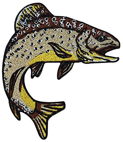 Finally Home Detaillierter Forellen Fisch Patch zum Aufbügeln | Meer Fische Patches, Stoff Bügelflicken, Flicken, Aufnäher