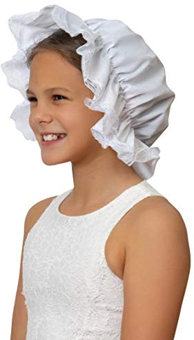 Skeleteen White Mob Cap Accessory - Grandma Night Bonnet Colonial Costume Nightcap Mop Hat Accessories for Maid Girls and Women
