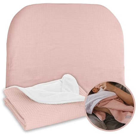 MIMUSELINA Babydecke Baumwolle 90x70 cm | Babydecke Winter und Herbst | Baby Decke neugeborenen Warm für Bett und Kinderwagen | Waffle Pink