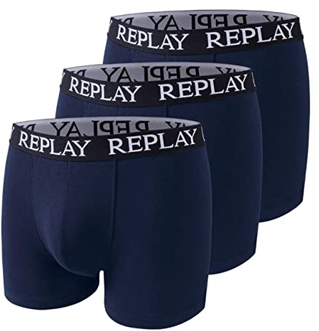 Replay Boxer Style 01/C Basic Cuff Logo 3pcs Box N188 Blue Marine M
