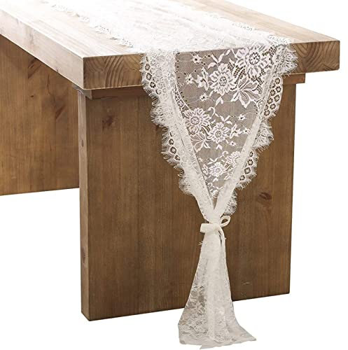 Floatdream Rechteckige Tischdecke aus Spitze, Weiße Spitze Tischdecke, Tischläufer aus Spitze, für Tischdekoration, Hochzeitsfeier-Heimdekoration(Weiß)