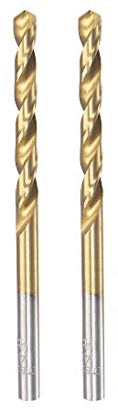 sourcing map 4.2mm Drill Bits High Speed Steel Straight Shank 75mm Length Twist Drill Bit Fully Ground Titanium Coated 2 Pcs