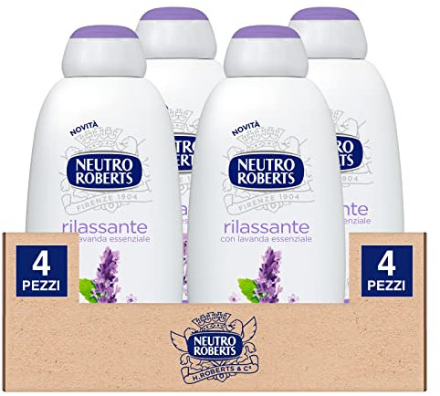 4x Neutro Roberts Bagnodoccia Rilassante con Lavanda Essenziale Azione Nutriente - 4 Flaconi da 600ml