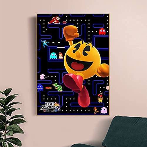 Aoevc Lustiges Blechschild Pac Man Super Smash Bros Antikes Schild Rustikales Poster Bar Home Wall Decor Metall Blechschilder Vintage 40,6 x 30,5 cm