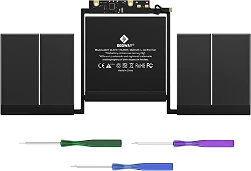 A1706 Battery, A1819 Laptop Replacement Battery for MacBook Pro 13 inch Touch Bar (Late2016 Mid2017), Easy-to-install A1706 with Tools, EMC3071 EMC3163 [11.41V/4320mAh]