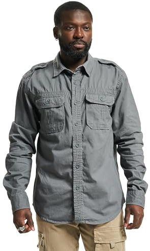Brandit Vintage Shirt Long Sleeve, Farbe: Charc Grey, Größe: 7XL