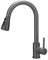 Heable Kitchen Sink Mixer Tap with Pull Down Sprayer Grey, Single Handle High Arc Pull Out Kitchen Taps, Kitchen Faucet with UK Standard Fittings