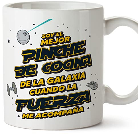 MUGFFINS Tazas para PINCHE DE COCINA hombre - En Español - Mejor de la Galaxia Cuando Fuerza me Acompaña - 11 oz / 330 ml - Regalo original y divertido