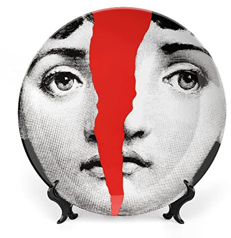 Lina Cavalieri Teller, Fornase dekorativer Teller, Make-up-Teller, Wanddekoration, inklusive Halterung und speziellem Federhaken, Stil: 71,4 cm