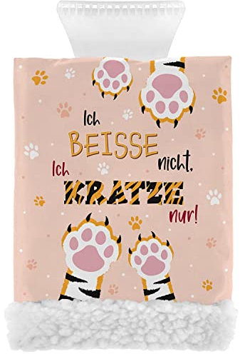Eiskratzer Motiv Beiße: Eiskratzer Handschuh mit Motivdruck Ich beiße nicht, ich kratze nur!