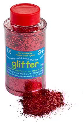 Glitter | 100 Gram tub | Shaker lid for Easy Pouring | Arts and Crafts | Glitter Art | Red