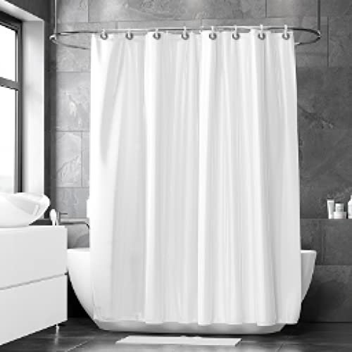 KEPPD Reinweißer Langer Duschvorhang, kontrahierter Stil, Badezimmervorhang, wasserdichte Vorhänge mit 12 Haken, Badevorhang, extra lang, waschbar, XXL, 110 x 220 cm (43 x 87 Zoll), Duschvorhang