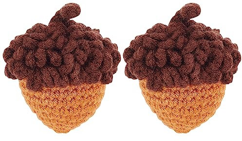 FINGERINSPIRE 2 Stück Eichel Ornamente 67x46x41 mm Wollgarn Eichel Häkelanhänger Braune Nüsse Hängeanhänger Häkel Hängeanhänger Handgefertigte Eichel Dekoration Für Heimwerker Basteln Auto Spiegel