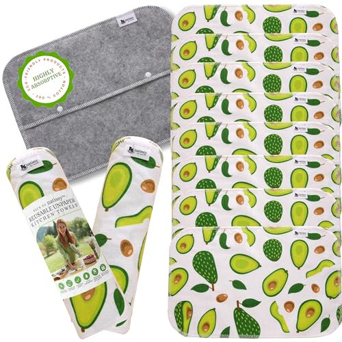 Rollo de Cocina Reutilizable de Algodón Orgánico; Pack de 10 Paños Cocina Reutilizables; Papel Cocina Reutilizable MADE IN EU; Rollo Cocina de Tela; Papel de Cocina Lavable; Servilleta Tela Resistente