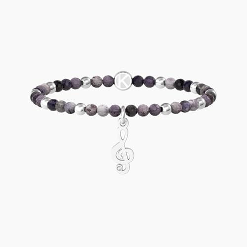 KIDULT - Bracciale Musica con agata viola e chiave di violino