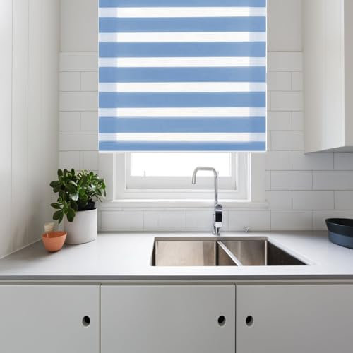 Estor Enrollable Klemmfix Sin Taladrar 120 x 200 cm fácil instalación Persiana De Interior Fijación sin Taladrar para Oficina en casa, Azul