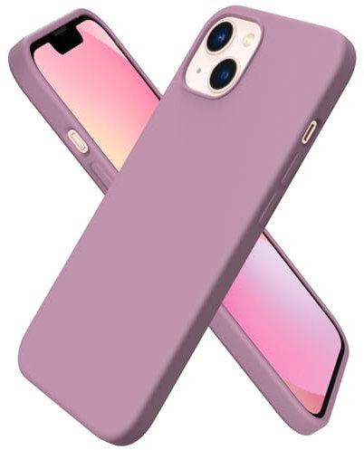 ORNARTO Custodia Compatibile con iPhone 13 Cover 6,1”, Protezione Completa Cover Sottile in Silicone Liquido in Gomma Gel Morbida con Fodera in Microfibra 6,1 pollici-Viola Lilla
