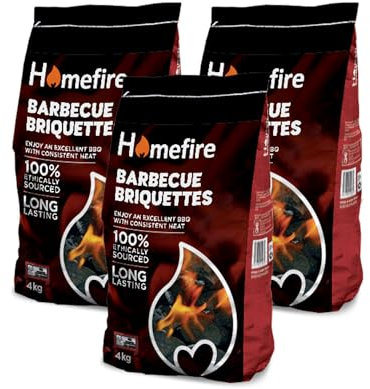 Homefire Barbecue Briquettes, Great for Traditional BBQs, 4 kg (3 Packs)