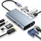 Leehitech Dual Monitor Docking Station, 11-in-1 USB C to HDMI Multi Adapter with 1080P VGA, 1G RJ45 Ethernet, 5Gbps USB 3.0, 3*USB 2.0, SD/TF, PD100W, 3.5mm Headphone Jack for MacBook, iPad, Dell, HP