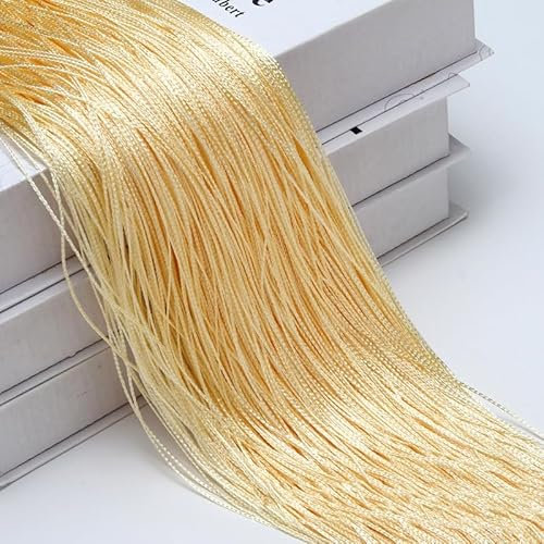 2 Stücke Fadengardine Fadenvorhang -100 x 200 cm Türvorhang Fäden als Raumteiler Fliegenschutz oder Dekoration kürzbar waschbar Dekovorhang Fadengardine für Party Hochzeit Raumdekoration-Beige gelb
