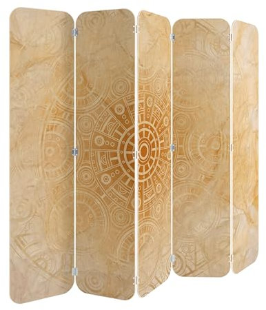 HEALANCY Paravent Raumteiler - 5-teilig Raumtrenner, Druck 1-Seite - Premium QUALITÄT 100% Holz - Raumtrenner - Trennwand Wohnung - Room Divider - Spanische Wand Deko Modern Sichtschutz